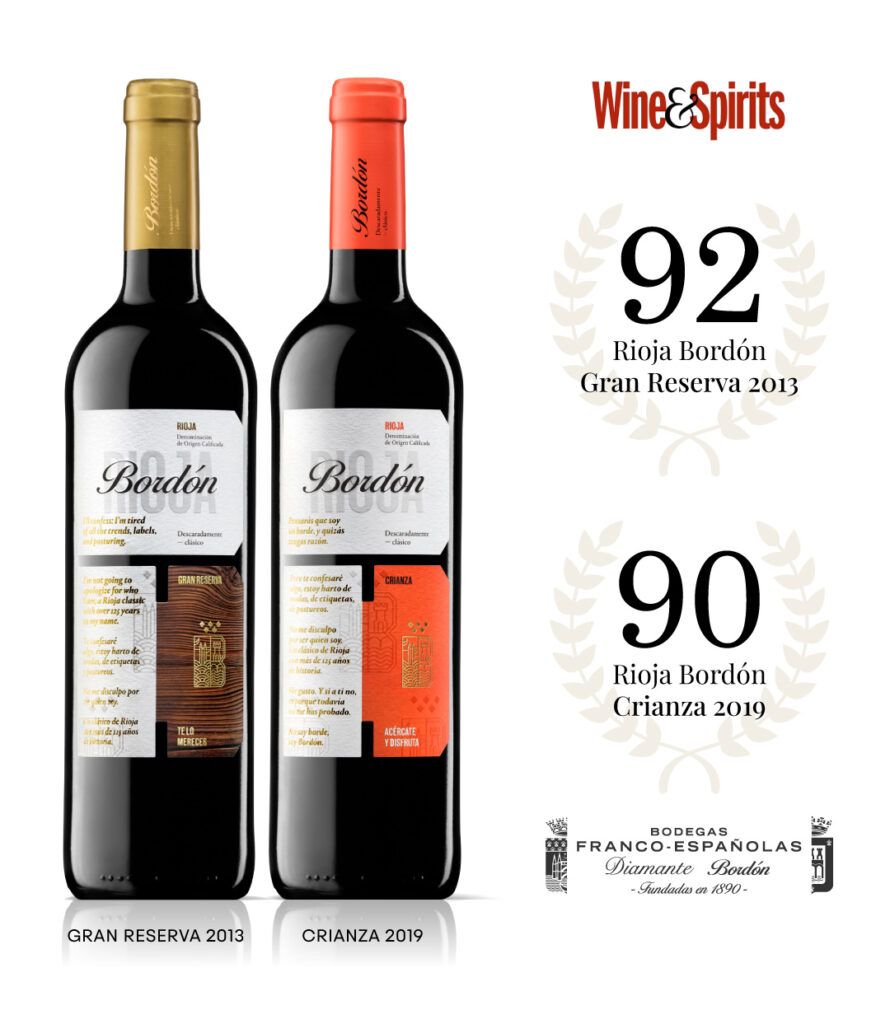 Rioja Bordón gran reserva 2013 obtiene 92 puntos en Wine & Spirits Magazine